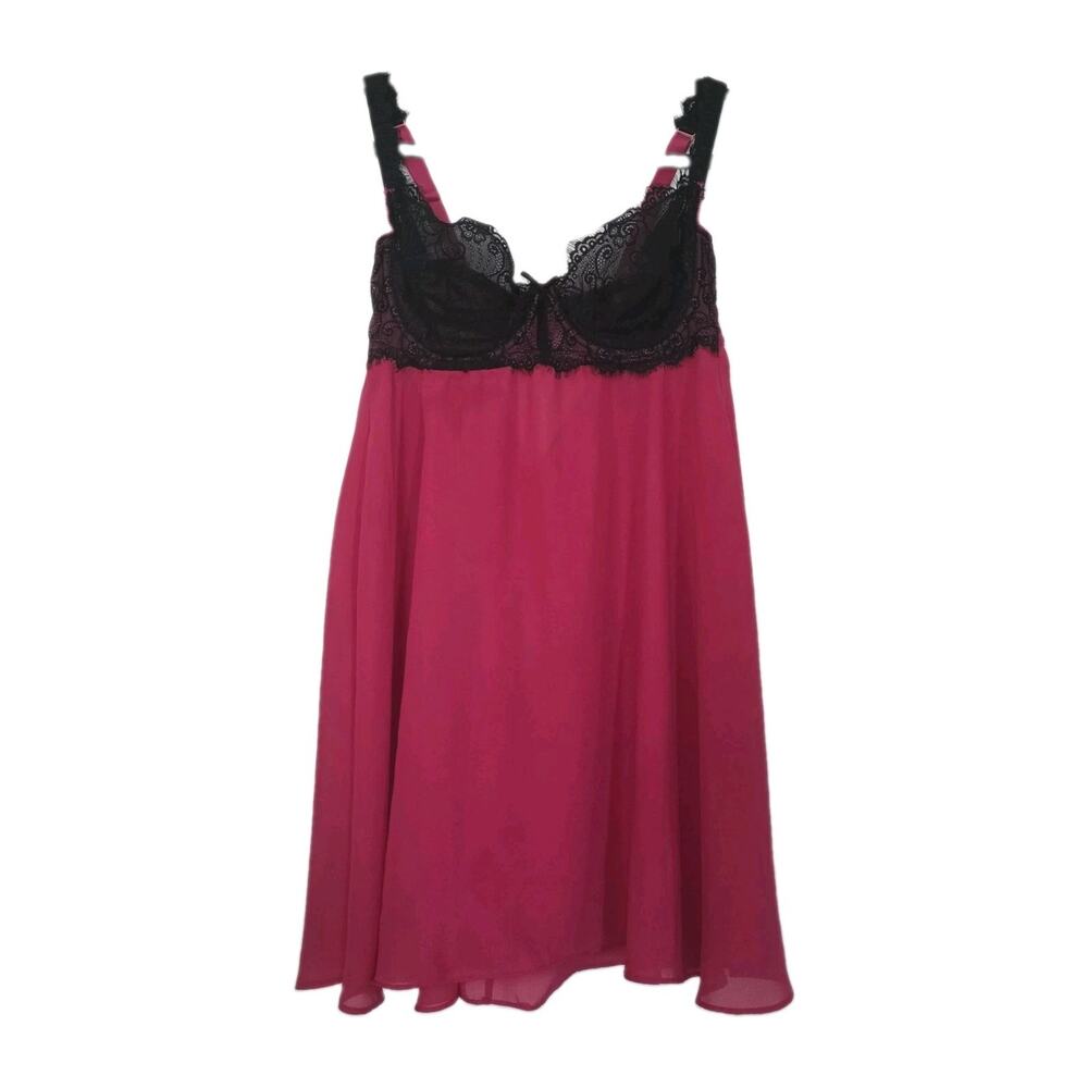 Cacique Lace Lingerie Slip Dress Womens 14/16 Pink Black